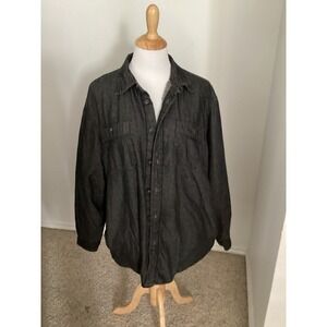 Wrangler Sherpa Lined Denim Shirt Jacket Mens XL Black Excellent Shacket